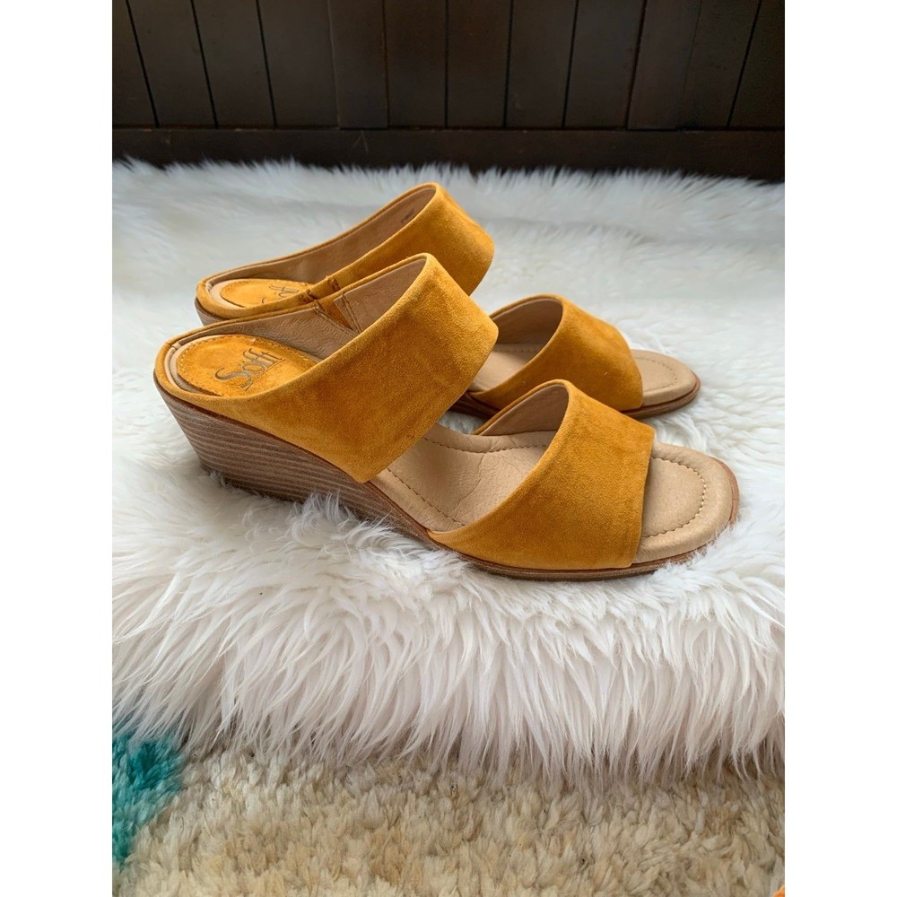 Women's Mustard Suede Double-Strap Sandal - Picture 2 of 8
